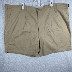 HB Harbor Bay Sport Mens Chino Shorts Size 58x8.5 Tan Linen Cotton Pleated